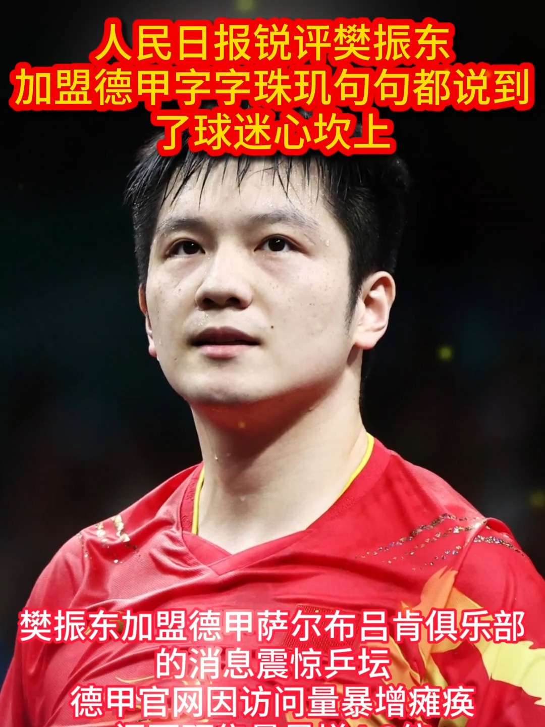 樊振东回应球迷高喊德甲见：一如既往做好自己，按目标争